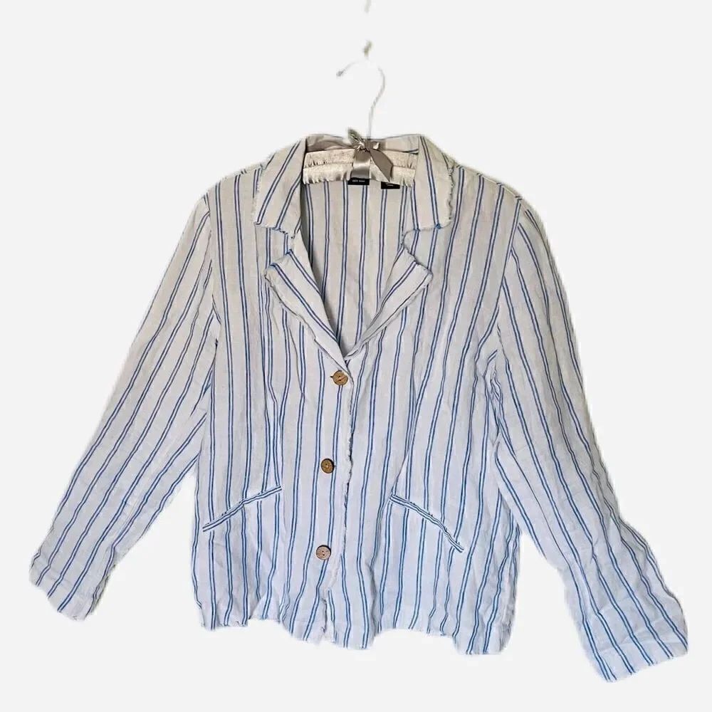 Jones & Co (Jones of New York) 100% Linen Button-Down Blouse